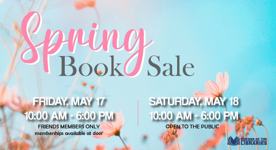 Spring Book Sale. Friday, May 17 and Saturday, May 18 from 10am to 6pm at Pages on Pine Book Store.